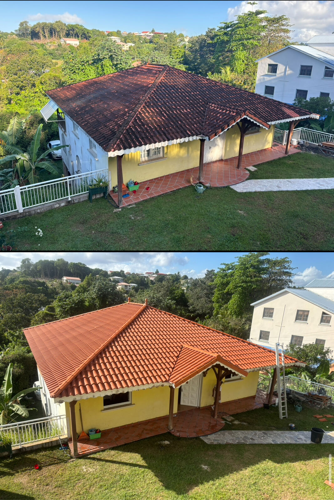 Avant après rénovation de toiture par CPR Couverture